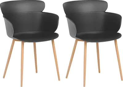 Obrázek produktu pro BELIANI Sada 2 jídelních židlí, černé plastové, kovové nohy, ergonomické opěradlo moderní