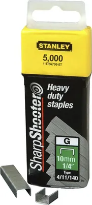 Produktbild von Stanley Klammern Typ G (10 mm, aus Flachdraht, wiederverschließbare Verpackung, rostbeständig) 5000 Stück, 1-TRA706-5T