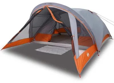 Immagine prodotto di vidaXL Tenda da campeggio 4 persone Grigio e arancione Impermeabile