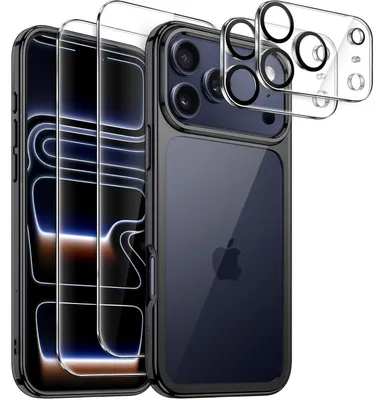 Image de Coque pour iPhone 17 Pro Max (6,9 pouces) avec 2 films protecteurs et protection pour l'appareil photo, antichoc, noire