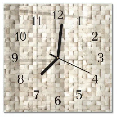 Produktbild von Tulup Glasuhr Wanduhr Küchenuhr Echt-Glas 30x30 cm Modern Dekorativ Geräuschlos Schwarzen Zeigern - Holzmosaik