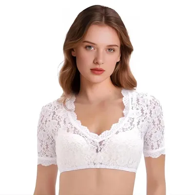 Immagine prodotto di Camicia da dirndl - Maniche corte con scollo a V - Bianca