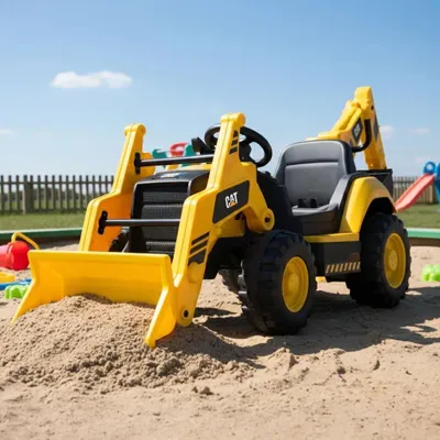 Produktbild von Kinder Elektro-Bagger CAT BACKHOE YELLOW – Baufahrzeug für Kinder