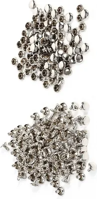 Produktbild von Ausla Doppel -Leder -Nieten, Eisenmaterial, 100 Sets fr die Reparatur von Kleidungsstcken, Handwerksprojekte fr Taschen und Accessoires (SILVER)