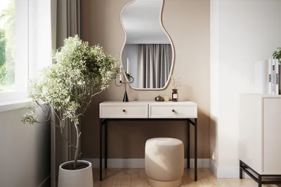 Zdjęcie produktu dla Toaletka kaszmir z szufladami 100 cm Lorini czarne uchwyty stelaż elegancka