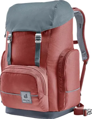 A studio shot of a backpack on a white background.