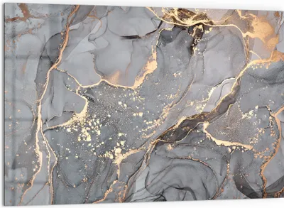 Produktbild von DEQORI Küchenrückwand Glas 60x40 cm 'Elegantes Marmormuster' Spritzschutz Bad Rückwand