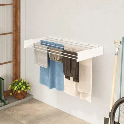 Image de Séchoir mural LUNOR Belize extensible 120 cm, blanc
