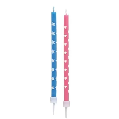 Produktbild von 120 Papstar Geburtstagskerzen 10 cm farbig sortiert mit Halter 81776