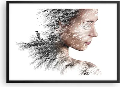 Produktbild von Gerahmtes Poster - Schwarzer Rahmen - Frau doppelt Belichtung - 70x50 cm - Wand Bild - Wanddeko - Wandbilder - Wandposter - Bilderrahmen - Bilder - Kunstdruck - Wandbild - P2BAA70x50-4338