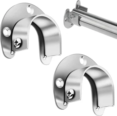 Produktbild von Flanschstangenhalter, Schrankstangenhalterung, Endstützen, Stecknüsse, Edelstahl, Stangenbuchsen für Kleiderschrankhalterung, Vorhang, Duschstange, Flanschsockel-Set, 2 Stück