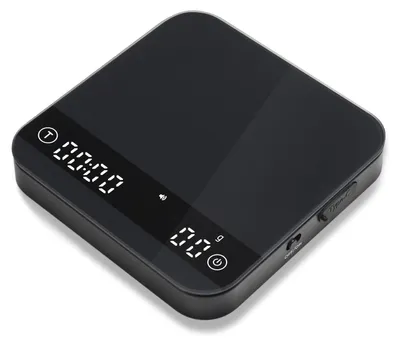 Espressowaage mit Timer, 0,1 g genau, 4 Modi, USB, max. 2 kg, schwarz
