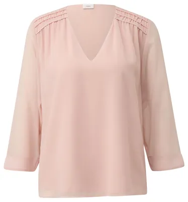 Produktbild von S.Oliver Damen Chiffon-Bluse Mit Smokdetails Bluse, 4090_perlmuttrosa, 46 EU