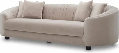 Produktbild von Casa Padrino Luxus Samt Sofa Creme / Schwarz 241 cm - Wohnzimmer & Hotel Möbel