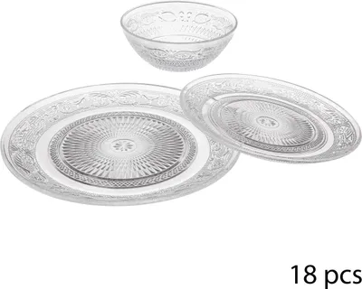 Produktbild von Secret de Gourmet | Geschirrset Glas - 18-teilig - Transparent - Elegantes Design - Klassischer Stil