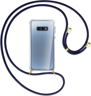 Produktbild von Handykette Backcover-Schutzhülle mit Band (Metall goldfarben) für Samsung Galaxy S10e - dunkelblau