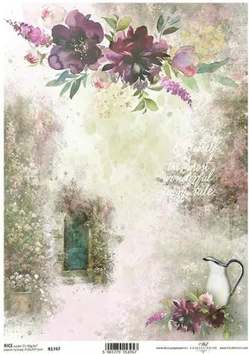 Produktbild von Reispapier für Decoupage A4 - R1747 Türblumen