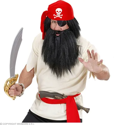 Produktbild von Widmann Karneval - Stoff Piratenhut Rot und Schwarzsort