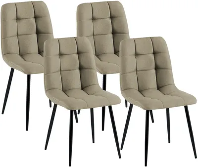 Produktbild von CLP 4er Set Esszimmerstühle Tilde gepolstert mit Rückenlehnen bis 150 kg belastbar taupe Material Stoff, KI-generiertes Bild