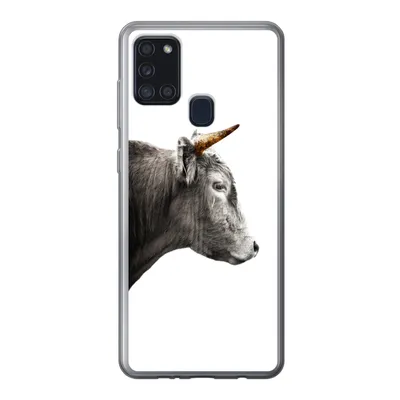 Produktbild von MuchoWow® Handyhülle Schutzhülle Hülle für Samsung Galaxy A21s Schottischer Highlander - Horn - Gold Silikon Softcase Handy Hülle - Hartschale