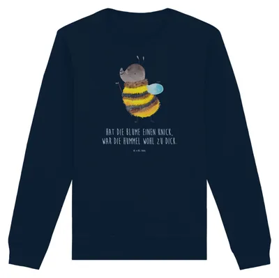 Produktbild von Mr. & Mrs. Panda Baumwoll Pullover Hummel flauschig Größe L - French Navy - Geschenk, Natur, Biene, Blume, Bio, Sweatshirt, Pulli, Sweater, Lustige Sprüche