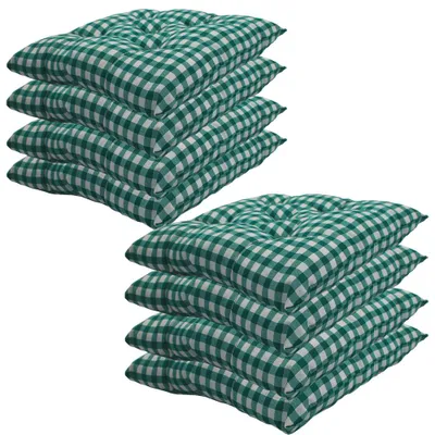 Produktbild von Stuhlkissen 38x38 cm ComfySeat - Sitzkissen mit 6 cm Comfort Sitzpolster - Indoor & Outdoor, Farbe:Karo-Grün, Set:8er Set
