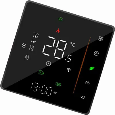 Image de Thermostat intelligent WiFi Contrôleur de température programmable hebdomadaire Compatible avec Alexa/ Home, pour chaudière à eau/gaz 5A Noir