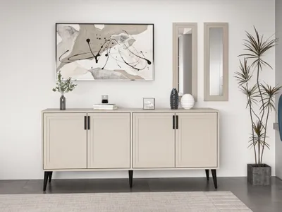 Produktbild von Skye Decor, Prime Mirror - Sandstone, Konsole, Sandstein, 100 % MELAMINBESCHICHTETE SPANPLATTEN, 180 x 45 x 81 cm