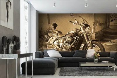 Produktbild von Vlies Fototapete VINTAGE MOTORRAD 375 x 250 cm (inkl. Kleister) - Vlies Tapete, Wandtapete, Wandbilder - Tapete für Wohnzimmer Schlafzimmer, Büro, Küche - Montagefertig