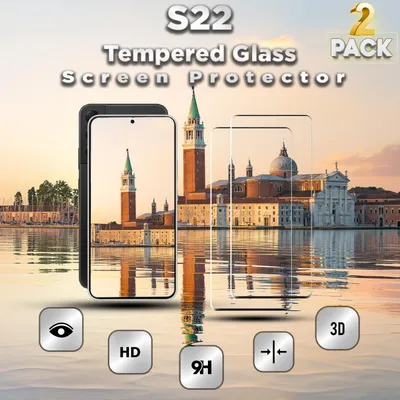 Obrázok produktu pre 2-balenie Samsung S22 Ochranné sklo na displej - Tvrdené sklo 9H - Super kvalita 3D