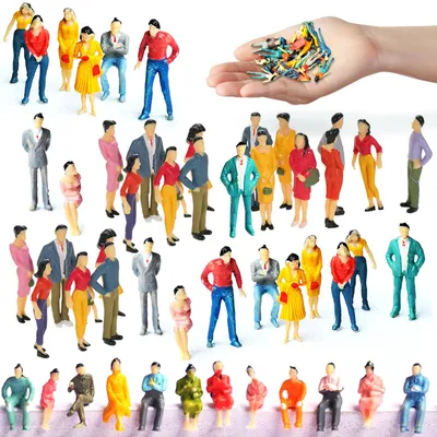 50 Miniaturfiguren 1:50, sitzend/stehend, ABS-Kunststoff, bunt