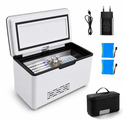 Productafbeelding van Draagbare mini-koelbox 0-18 °C met 2 x 10600 mAh accu