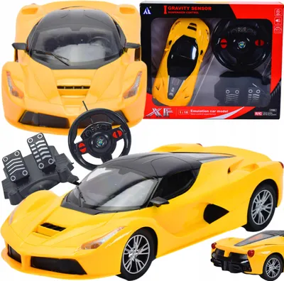 Produktbild von Lolex | RC Sportwagen - 1:16 - Gelb - Fernsteuerung mit Licht und Sound - Ideal für Kinder