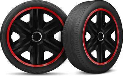 Produktbild von Auto Radkappen Radzierblenden 4er Set passend für alle Stahlfelgen - einstellbarer Sicherungsring - 15 Zoll - Schwarz Rot
