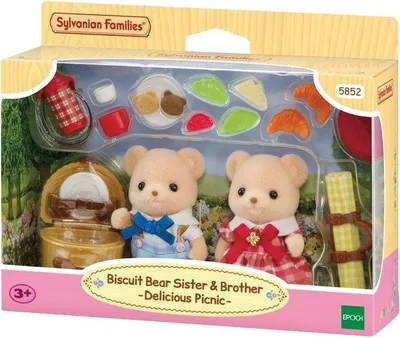 Productafbeelding van Sylvanian Families Picknickset, Familie van biscuitberen, broer- en zusfiguurtjes, picknickaccessoires, vanaf 3 jaar