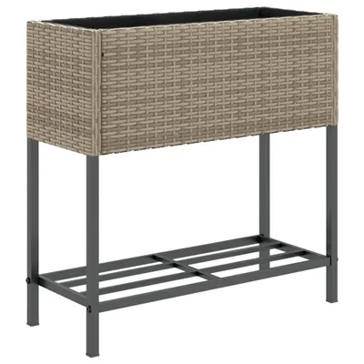Produktbild von vidaXL Pflanzkübel mit Ablage Grau Poly Rattan