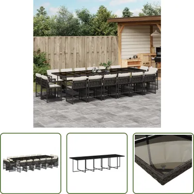 Produktbild von The Living Store 17-tlg. Garten-Essgruppe mit Kissen Schwarz Poly Rattan