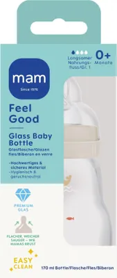 Produktbild von MAM Feel Good Glass Bottle "Robbe" 170 ml 0+ – 6er Vorteilset