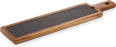 Produktbild von 6x Servierbrett Naturschiefer Akazienholz eckig 53,1 x 12,5 x 1,8 cm