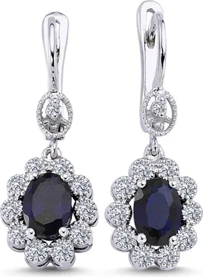 Produktbild von Entourage Diamant Oval Saphir Ohrhänger 14 Karat Weißgold