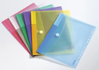 Produktbild von Dokumententasche A4 PP Klettverschluss Universallochung farbig sortiert 12 Stück Packung mit 5 Stück