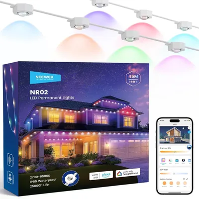 Productafbeelding van Permanente buitenverlichting 45 m met 90 leds, app-bediening, IP65 waterdicht