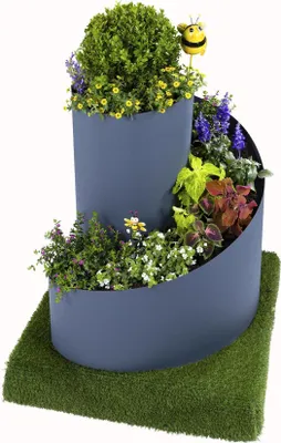 Produktbild von Jardinion Kräuterspirale Pflanzspirale Gewürzspirale 80cm x Ø80cm Grau, Kräuterschnecke, Beet, Kräutergarten, Kräuterturm, Gartendekoration, Blumentreppe, Hochbeet