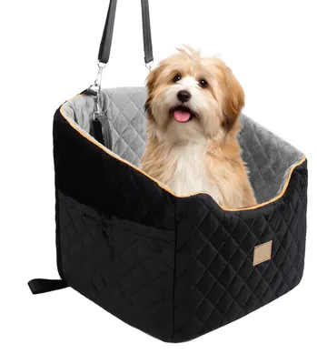 Immagine prodotto di Copertura per sedile auto per cani, grigia, rimovibile e lavabile, antiscivolo, con tasche laterali, adatta per cani fino a 16 kg