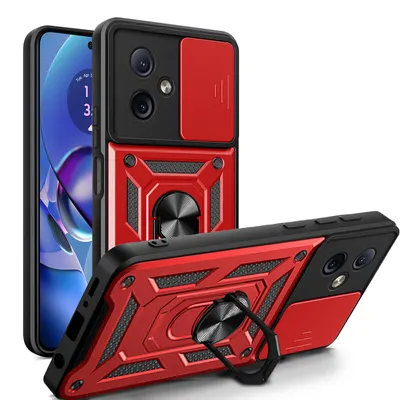 Produktbild von Outdoor Panzer Hülle Motorola Moto G54 Handyhülle mit Kameraschutz Ringhalter Rot