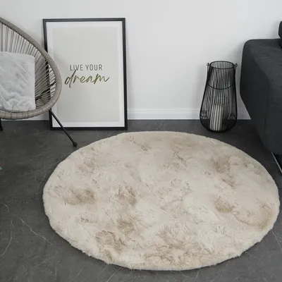 Zdjęcie produktu dla Consilio Concept CLOUD futrzany dywan 120x120 beżowo-brązowy dywan supersoft 39 mm wysokości miękkie imitacja futra królika