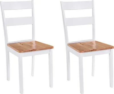 Image de Chaises à manger lot de 2 blanc bois hévéa massif