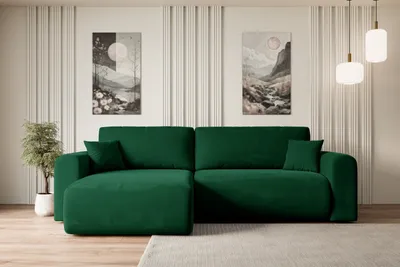 Produktbild von ALTDECOR Ecksofa mit Schlaffunktion und Bettkasten Corner Sofa Eckcouch Couch L-Form universal, links/rechts angeordnet Schlafcouch Ausziehbar Wohnlandschaft Schlafsofa ORRO-L - 272x145x83cm Grün