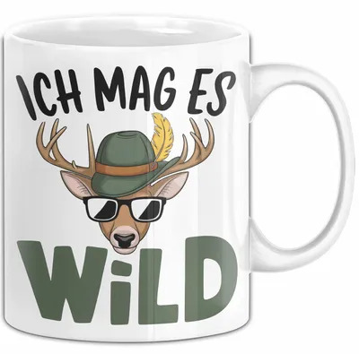 Produktbild von Hirschjäger Jagd Tasse Geschenk Ich mag’s wild Spruch (Weiß)