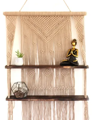 Imagen del producto de Estantes Colgantes de Macramé Marrón - Marrón